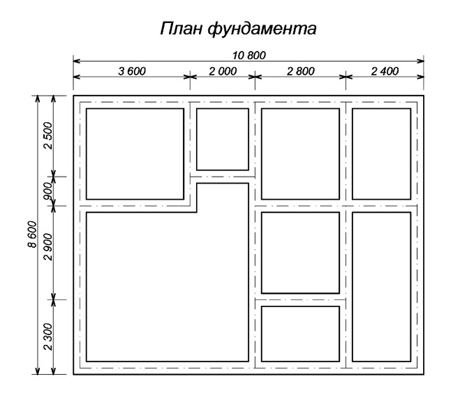 План ленточного фундамента: чертеж и схемы в разрезе